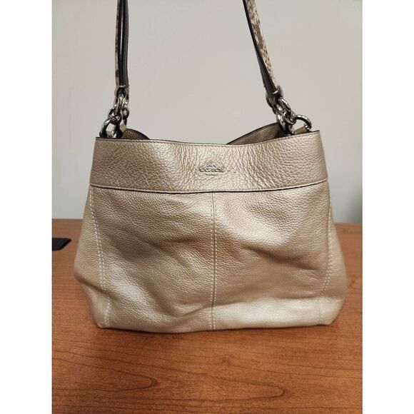 Coach Handbags - Coach Brand Lexy Mushroom #F38879 Genuine Pebble Leather Shoulder Satchel